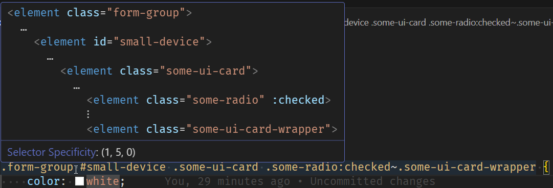 screenshot of hovering in css